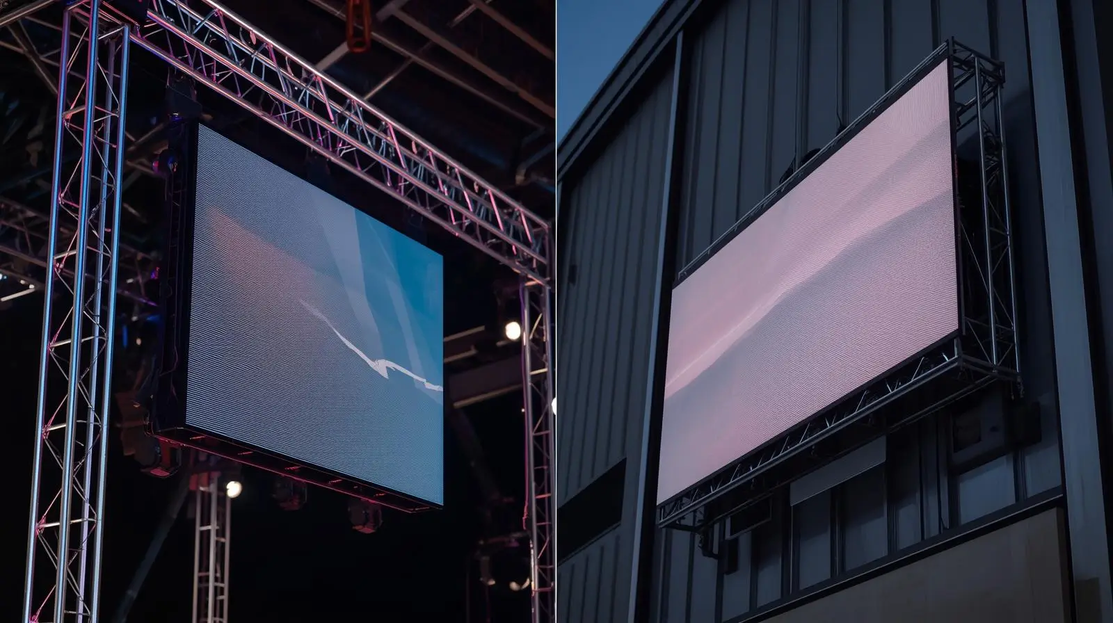 frame aluminium pada instalasi videotron