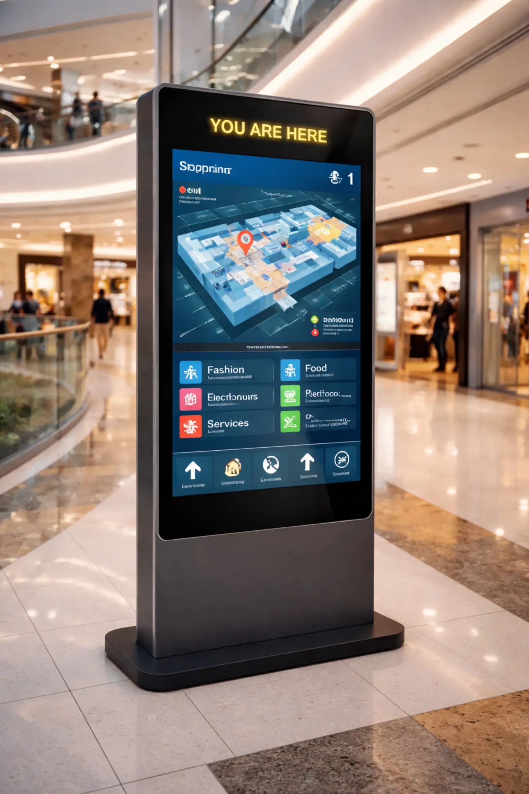 Contoh Layar Kios Wayfinding Digital di Mall