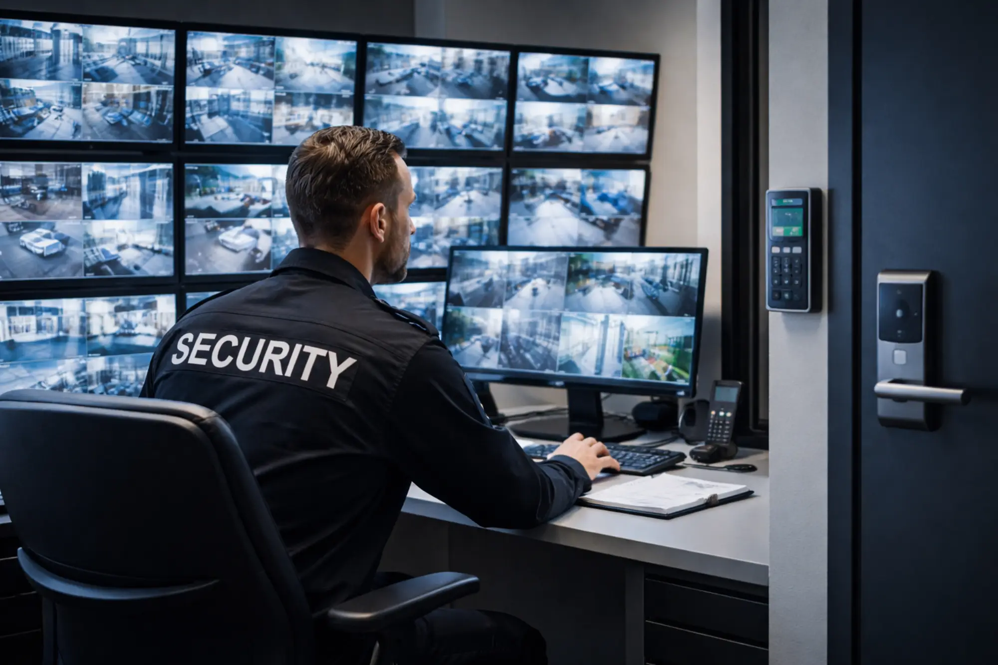 Implementasi kegunaan CCTV dalam mendukung access control di ruang kontrol keamanan gedung modern