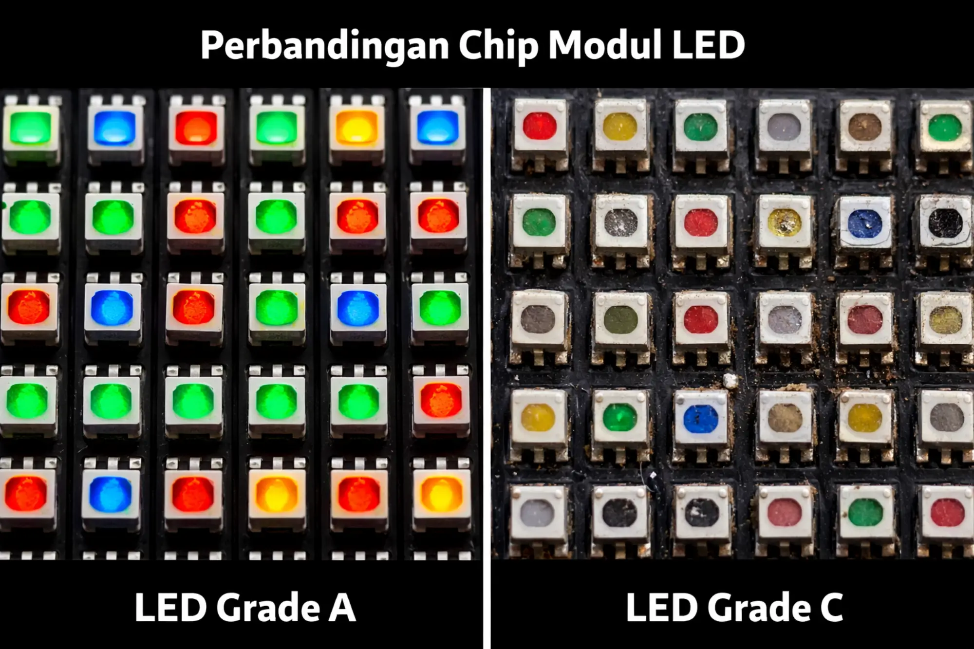 Perbandingan Chip Modul LED Grade A dan C
