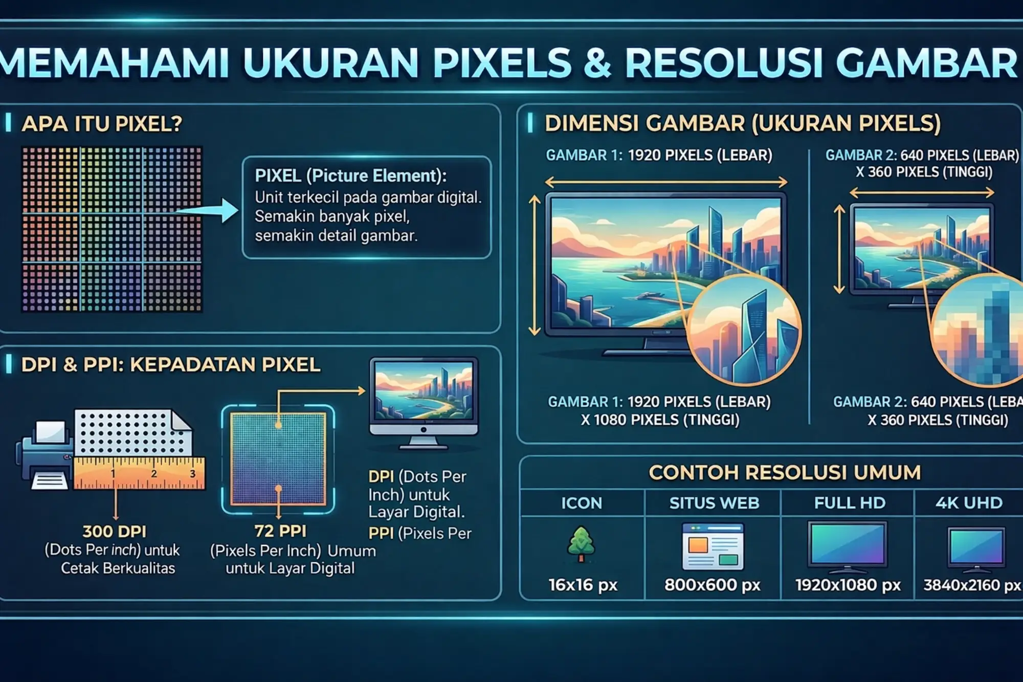 pengertian ukuran pixels dan fungsi