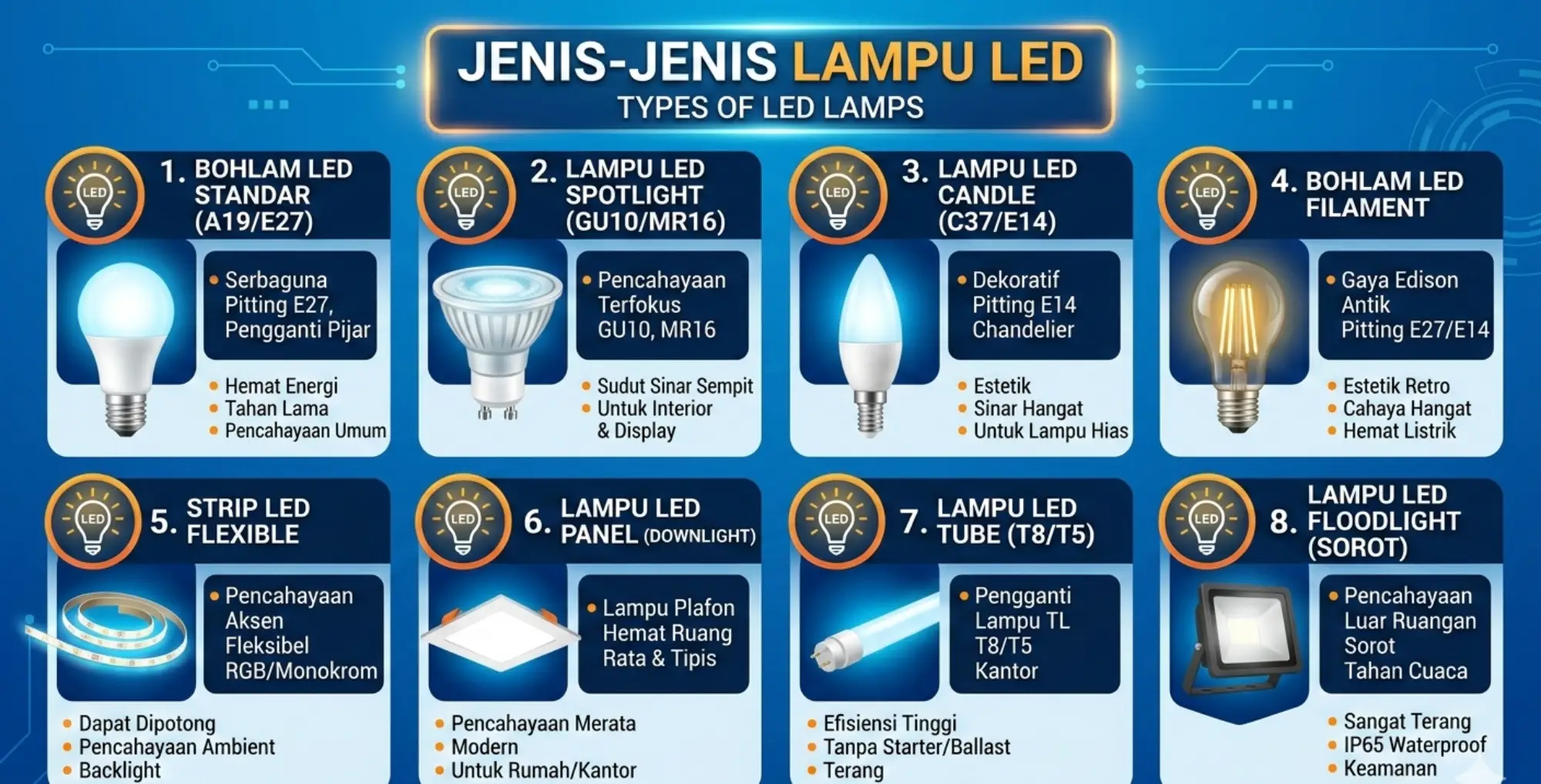 tipe lampu led